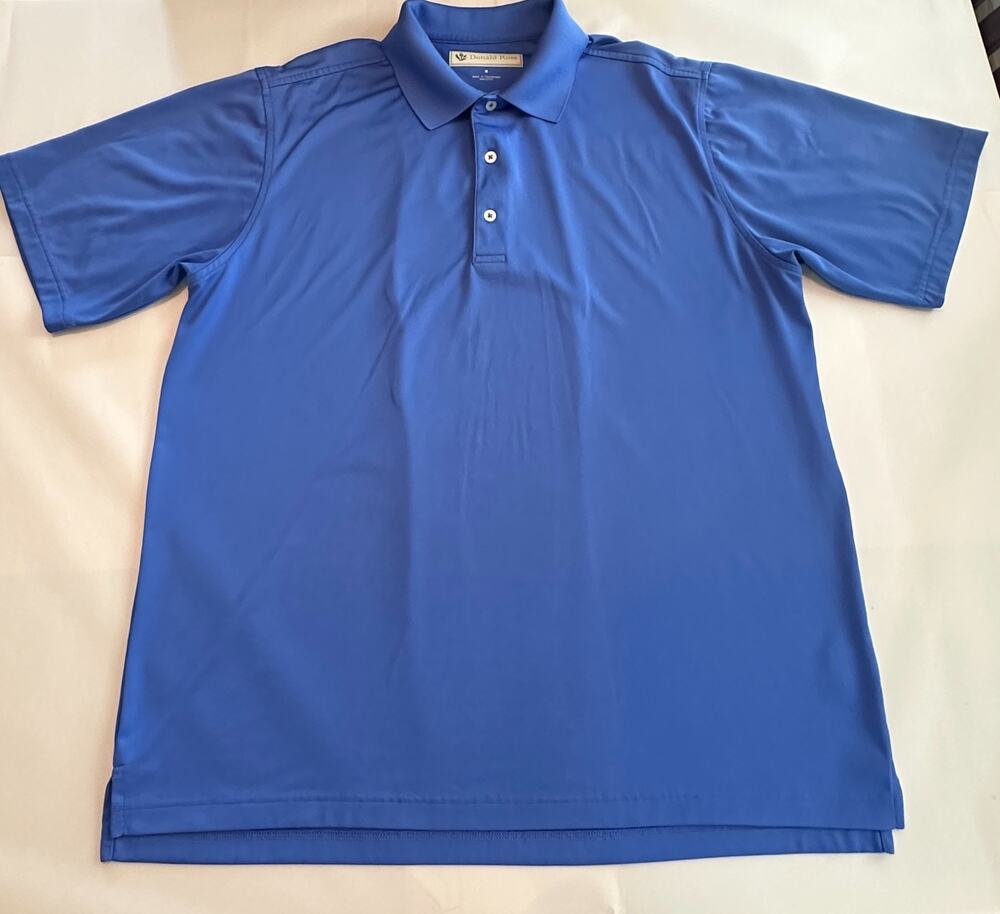Donald Ross Mens Medium Blue Golf Polo Shirt Performance Stretch Short Sleeve